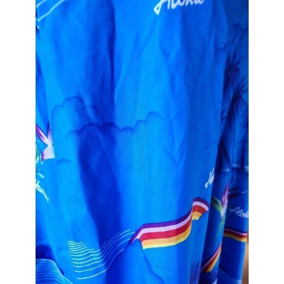 Aloha Hawaiian Muumuu Kaftan Beach Cover Rainbows Ruffles Vacation - Picture 6 of 6